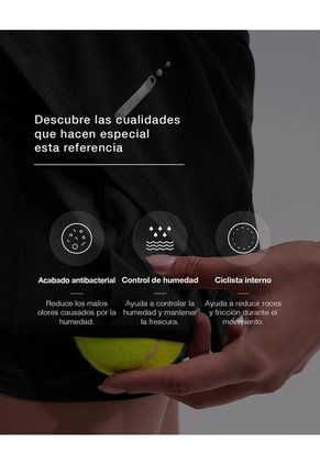 Falda De Tenis Ciclista Interno Negra Mujer Negro