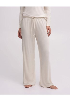 Pantalón De Pijama Tiro Alto Avena Mujer Beige