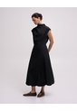 Vestido Midi Cuello Alto Negro Mujer Negro de PUNTO BLANCO