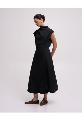Vestido Midi Cuello Alto Negro Mujer Negro PUNTO BLANCO