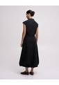 Vestido Midi Cuello Alto Negro Mujer Negro de PUNTO BLANCO