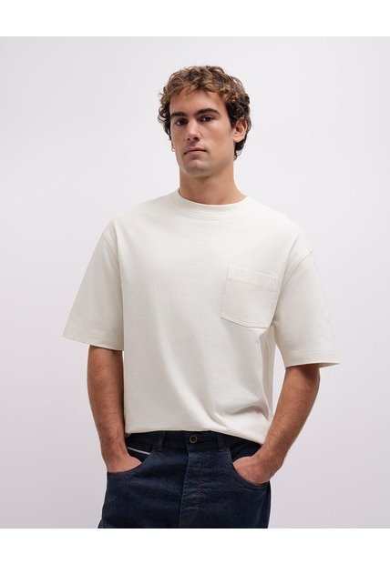 Camiseta Confort Regular Algodón Blanca Hombre Beige