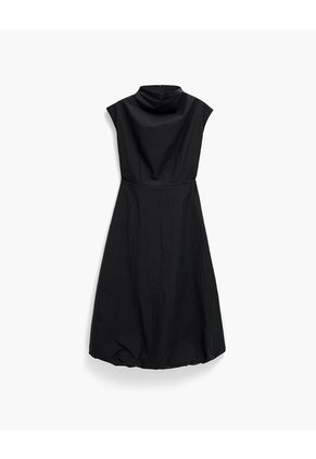 Vestido Midi Cuello Alto Negro Mujer Negro
