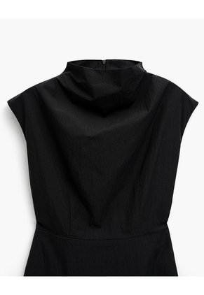 Vestido Midi Cuello Alto Negro Mujer Negro