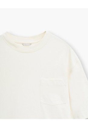 Camiseta Confort Regular Algodón Blanca Hombre Beige