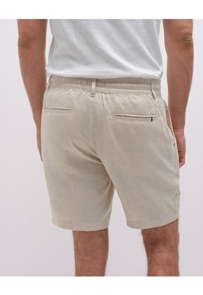 Bermuda Regular Lino Kaki Hombre Beige