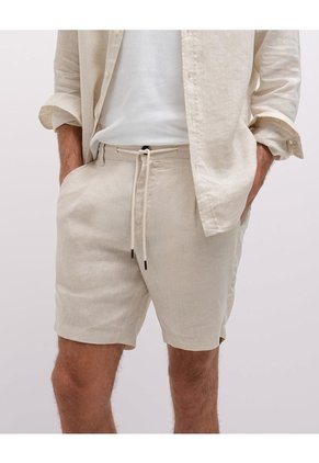 Bermuda Regular Lino Kaki Hombre Beige