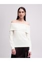 Buzo Slim Tejido De Punto Off Shoulder Avena Mujer Beige de PUNTO BLANCO
