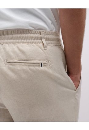 Bermuda Regular Lino Kaki Hombre Beige