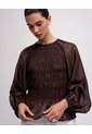 Camisa Manga Larga Oversize Café Mujer Cafe de PUNTO BLANCO