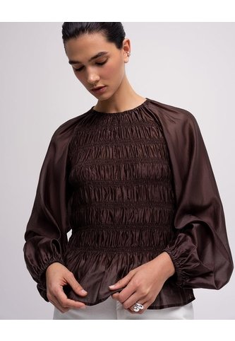 Camisa Manga Larga Oversize Café Mujer Cafe PUNTO BLANCO