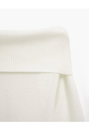 Buzo Slim Tejido De Punto Off Shoulder Avena Mujer Beige