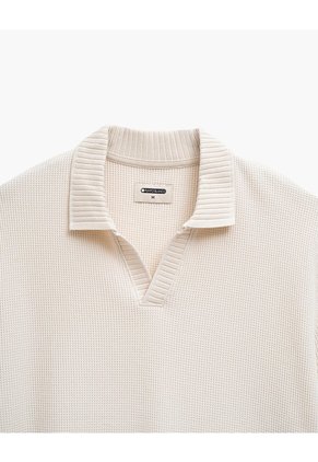 Polo Regular Tejida Avena Hombre Beige