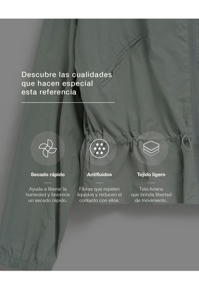 Chaqueta Rompevientos Regular Verde Mujer Verde