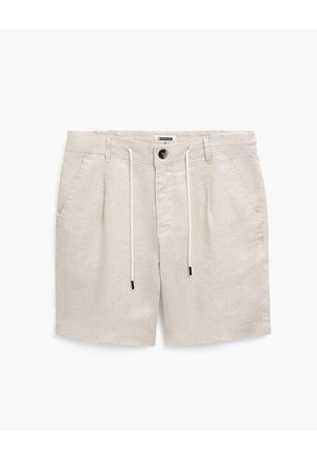 Bermuda Regular Lino Kaki Hombre Beige