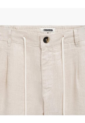 Bermuda Regular Lino Kaki Hombre Beige
