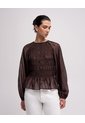 Camisa Manga Larga Oversize Café Mujer Cafe de PUNTO BLANCO
