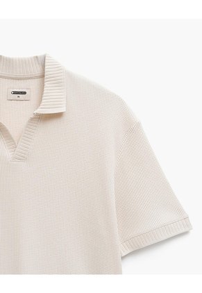 Polo Regular Tejida Avena Hombre Beige
