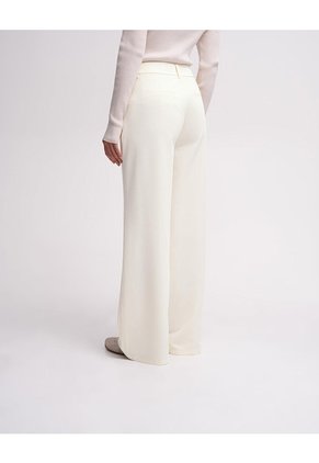 Pantalón Recto Tiro Alto Crema Mujer Beige