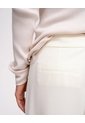 Pantalón Recto Tiro Alto Crema Mujer Beige de PUNTO BLANCO