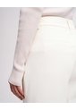 Pantalón Recto Tiro Alto Crema Mujer Beige de PUNTO BLANCO