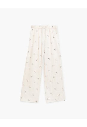 Pantalón De Pijama Tiro Medio Estampado Beige