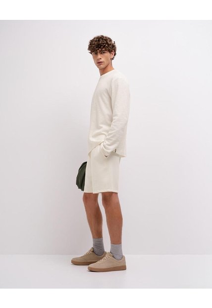 Bermuda Confort Regular Blanca Hombre Beige