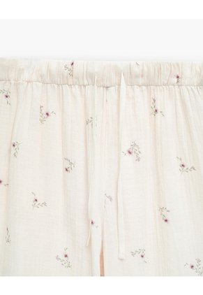 Pantalón De Pijama Tiro Medio Estampado Beige
