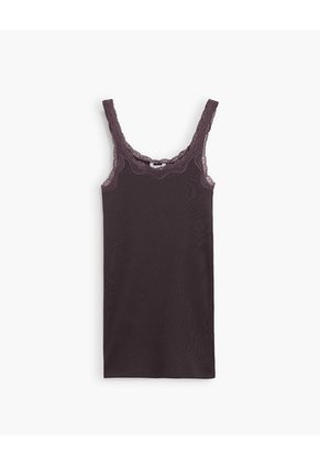 Camiseta Esqueleto Regular Rib Vinotinto Mujer Rojo