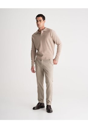 Pantalón Chino Regular Algodón Caqui Hombre Beige