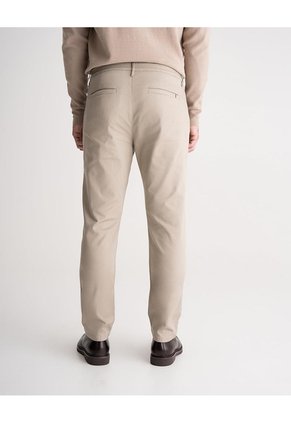 Pantalón Chino Regular Algodón Caqui Hombre Beige