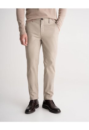 Pantalón Chino Regular Algodón Caqui Hombre Beige