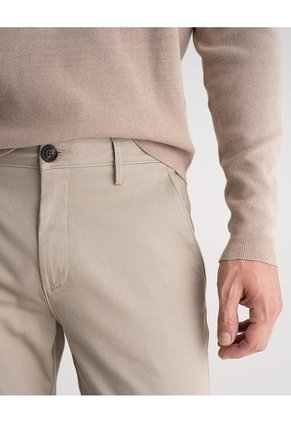 Pantalón Chino Regular Algodón Caqui Hombre Beige