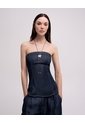 Camisa Strapless Denim Oscuro Mujer Azul de PUNTO BLANCO
