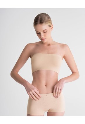 Top Strapless Soporte Ligero Seamless Habano Beige