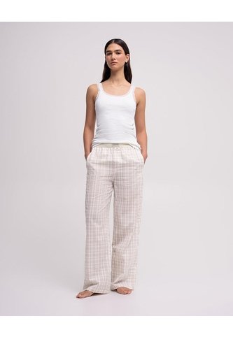 Pantalón De Pijama Mujer Tiro Alto Cuadros Beige PUNTO BLANCO