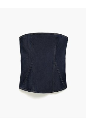 Camisa Strapless Denim Oscuro Mujer Azul