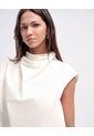 Blusa Globo Cuello Tortuga Vainilla Mujer Beige de PUNTO BLANCO