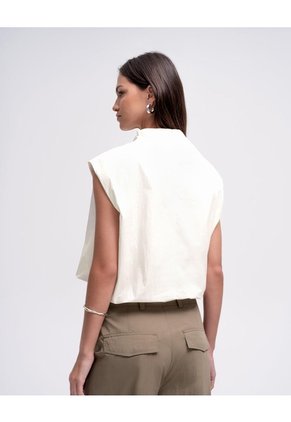 Blusa Globo Cuello Tortuga Vainilla Mujer Beige