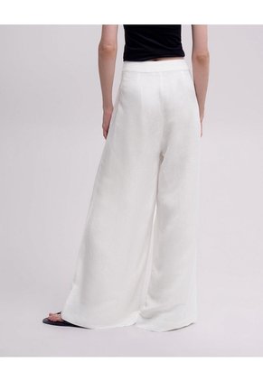 Pantalón Regular Tiro Medio Blanco Mujer Blanco