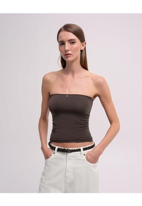 Top Strapless Seamless Café Mujer Cafe