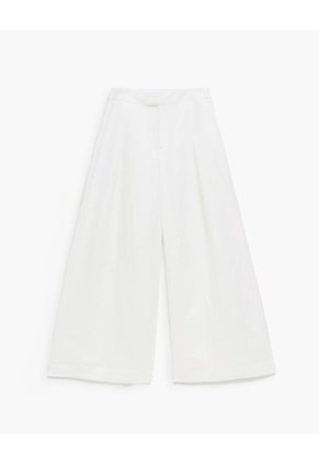 Pantalón Regular Tiro Medio Blanco Mujer Blanco