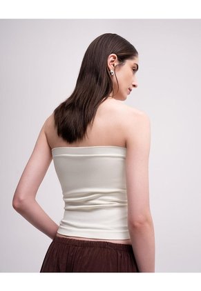 Top Strapless Seamless Crema Mujer Beige