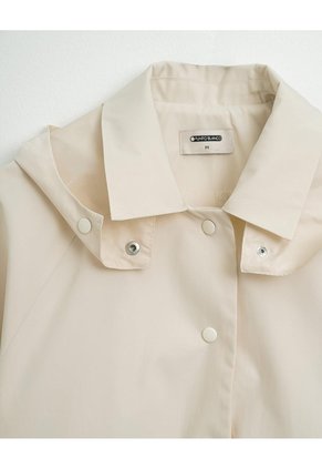 Chaqueta Parka Regular Capucha Removible Crema Mujer Beige