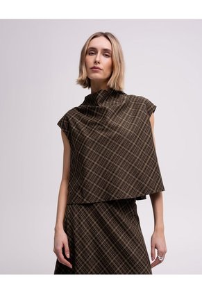 Blusa Rombos Sin Mangas Mujer Cafe