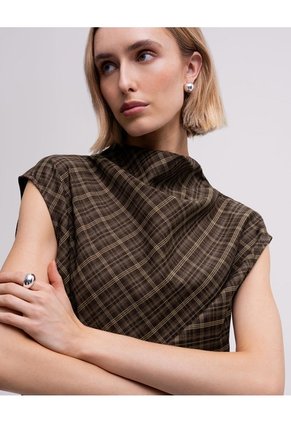 Blusa Rombos Sin Mangas Mujer Cafe