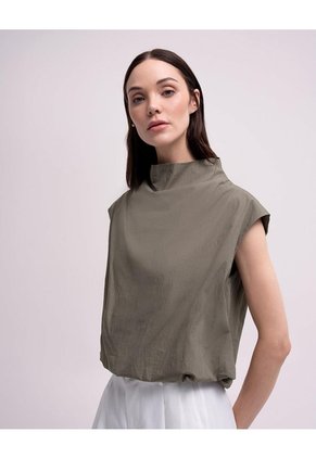 Blusa Globo Cuello Tortuga Café Mujer Cafe