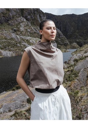 Blusa Globo Cuello Tortuga Café Mujer Cafe