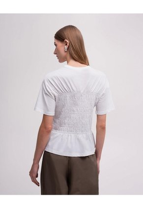 Camiseta Nido De Abeja Crema Mujer Beige