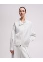 Chaqueta Oversize Cuello Alto Blanca Mujer Blanco de PUNTO BLANCO